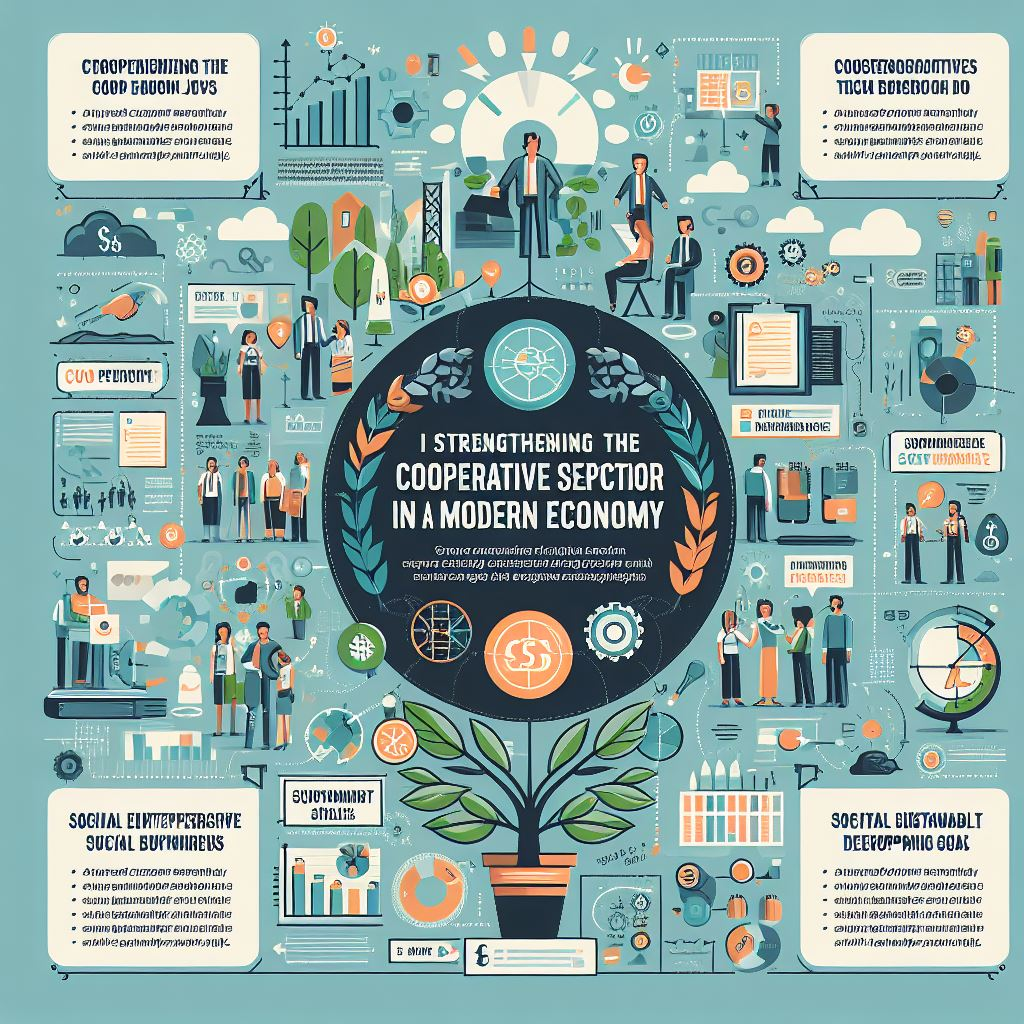 develop an image on the topic Strengthening the Cooperative Sector PM Modi's Key Initiatives Unveiled